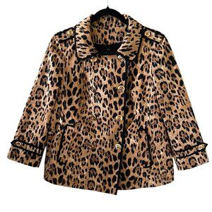 White House Black Market NEW Leopard Print Swing Trench Jacket Size 8